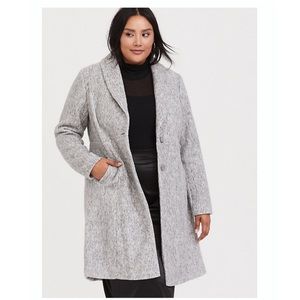 Torrid Marled Light Gray Hacci A-line Coat